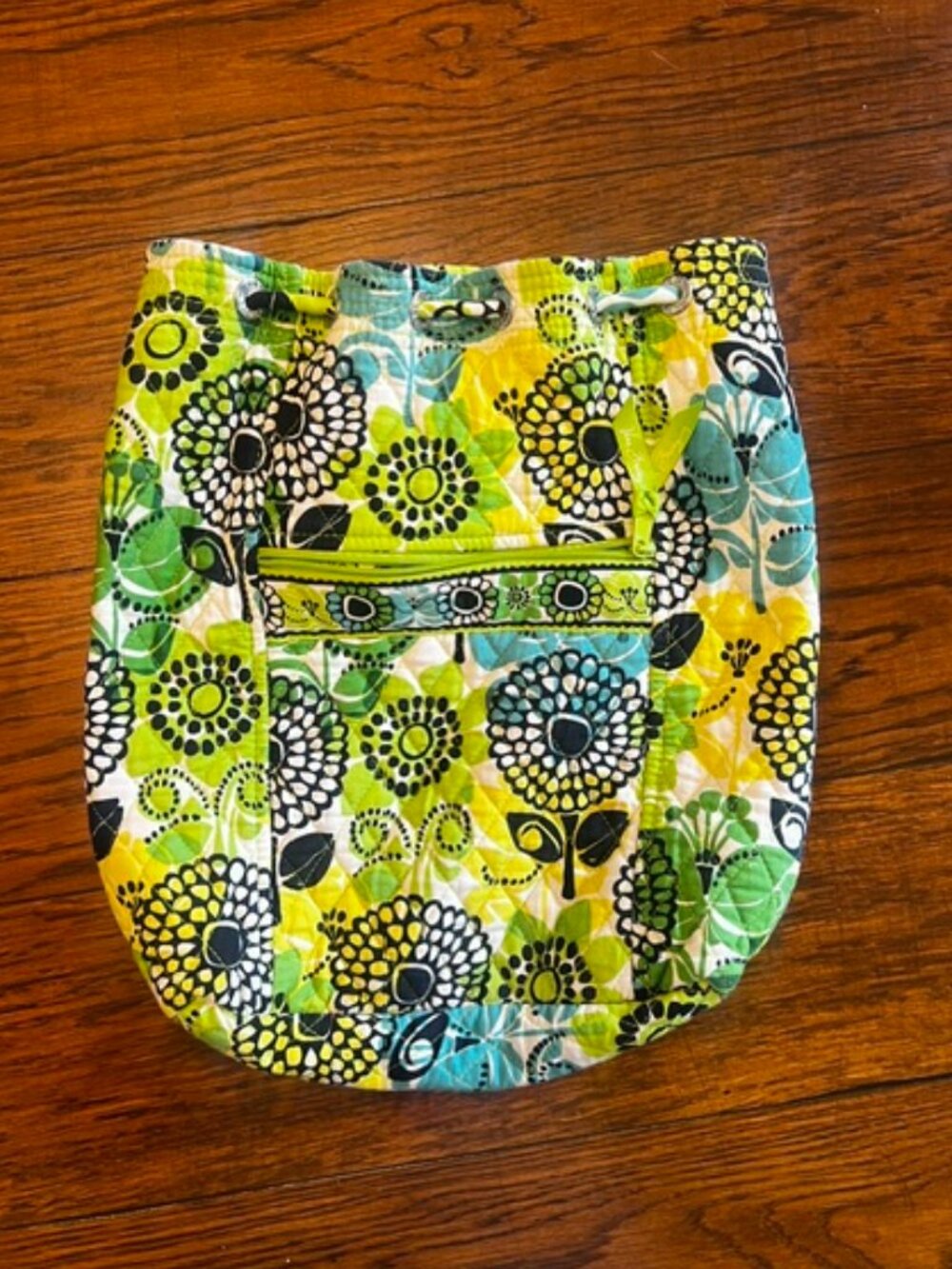 Vera Bradley Backpack purse, Green/Yellow floral. Pocket inside. Clean, Ex Cond!